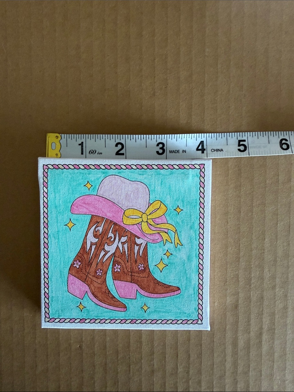 4 Handpainted Girlie Cowboy Boots Ready To Hang Pictures 4”x 4” - Picture 3 of 4